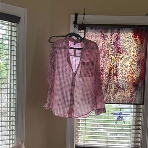 Anthropologie Pink Gingham Blouse